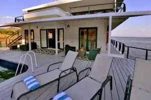 Deck C on the Zambezi Trader with sun lounger is a great relaxing place during your 3 night kariba cruise